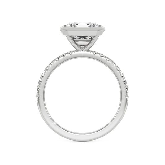 Asscher Diamond Bezel Pavé 14K White Gold