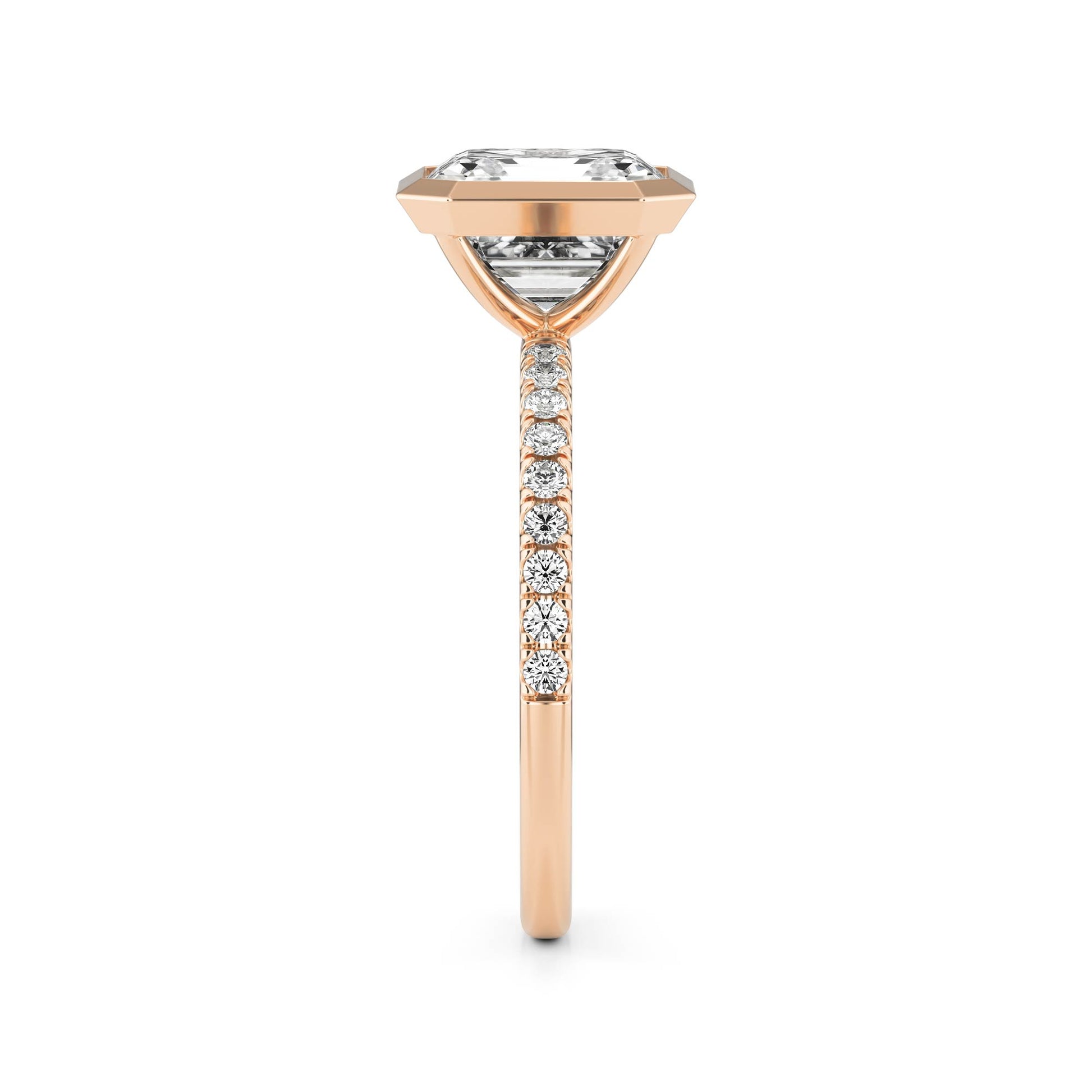 Asscher Moissanite Bezel 14K Rose Gold