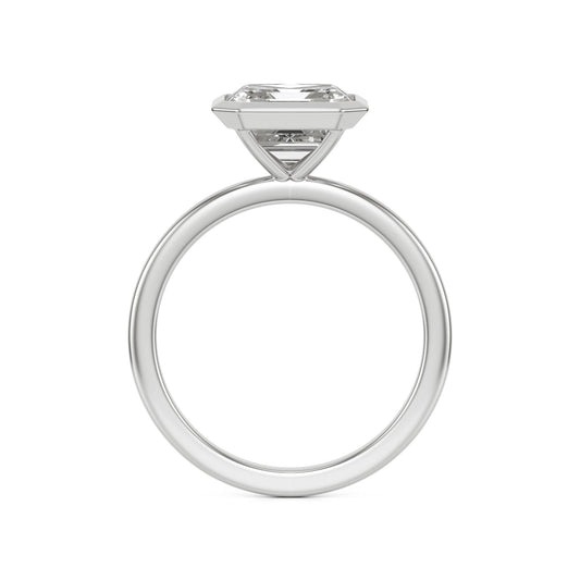 Asscher Moissanite Bezel 14K White Gold