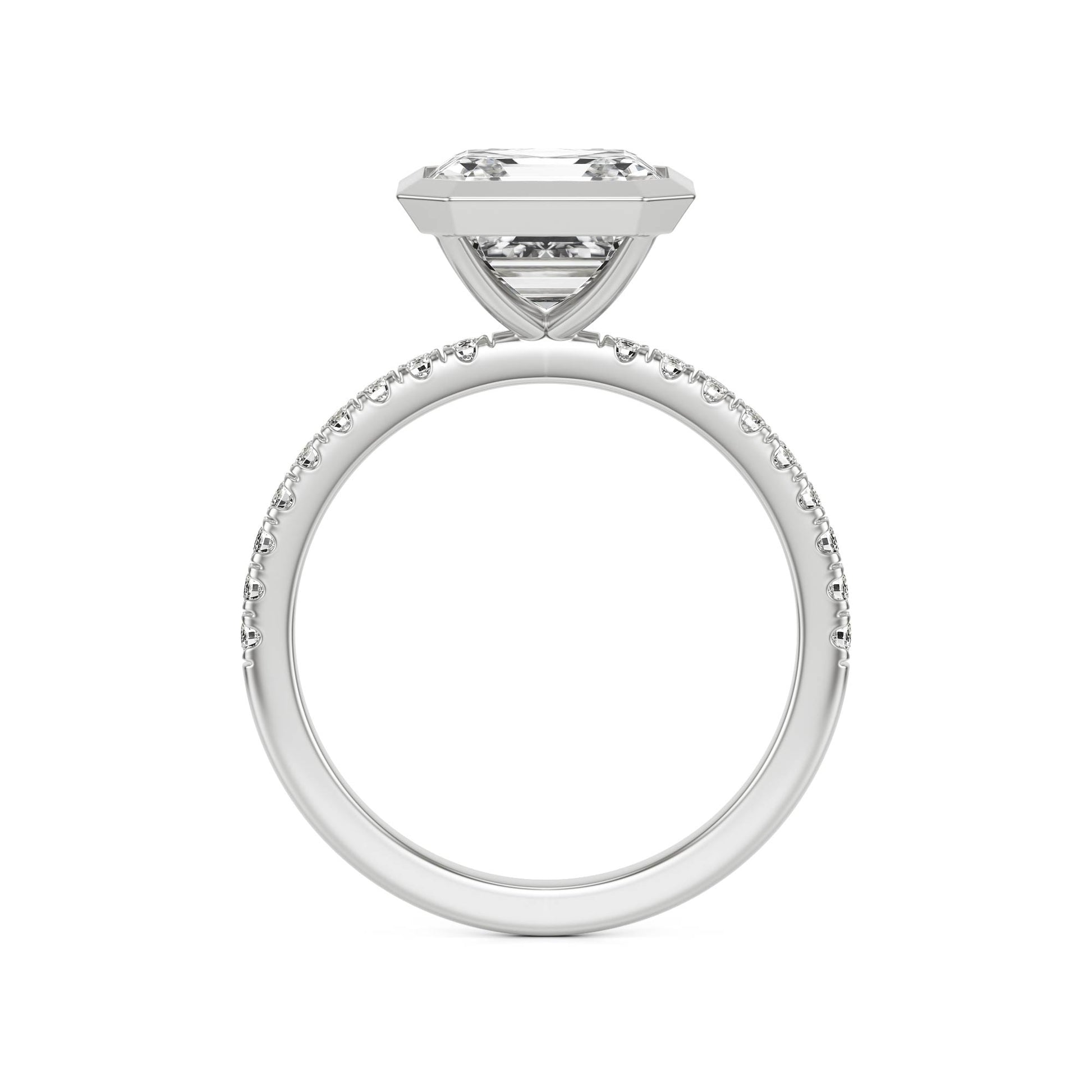 Asscher Moissanite Bezel 14K White Gold