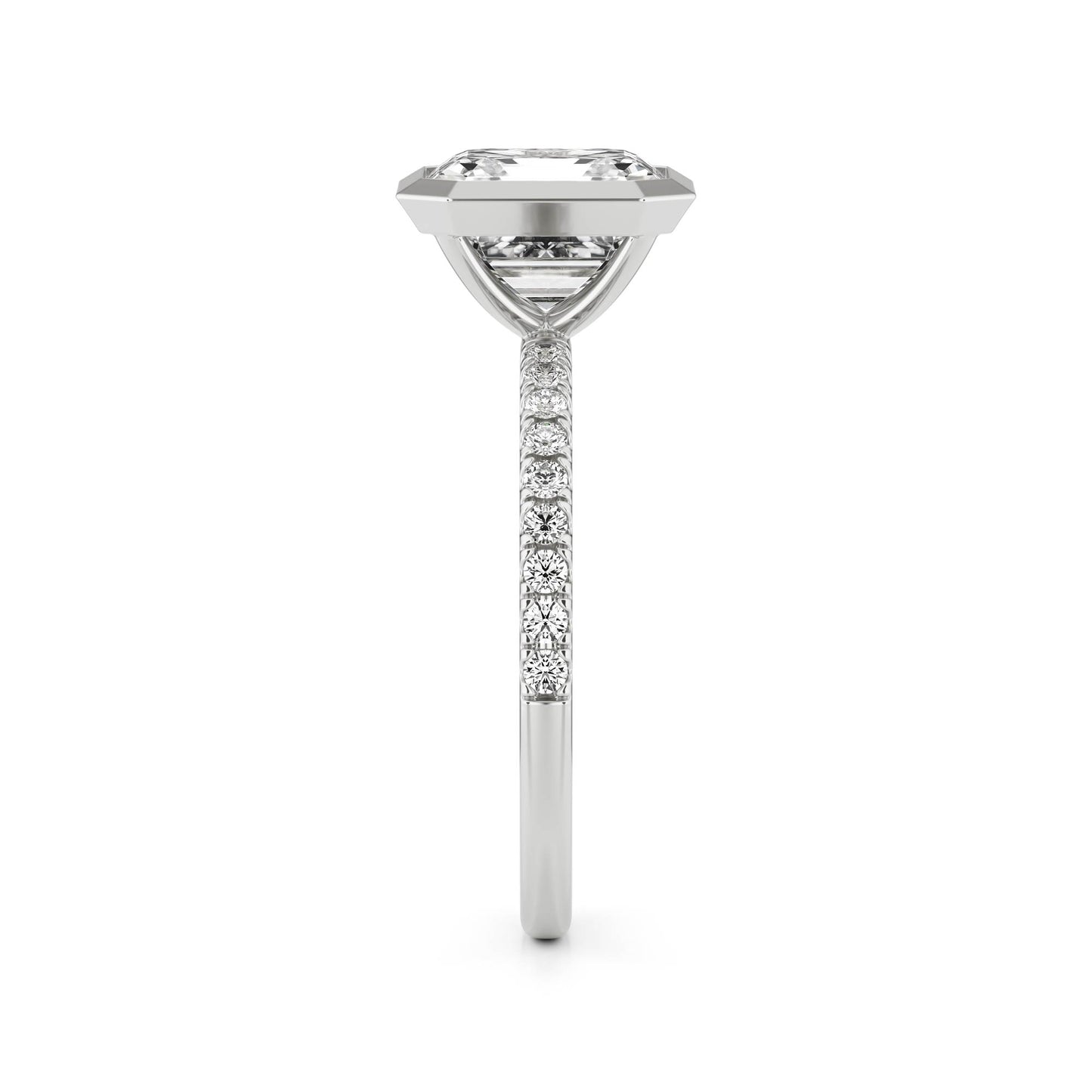 Asscher Moissanite Bezel 14K White Gold