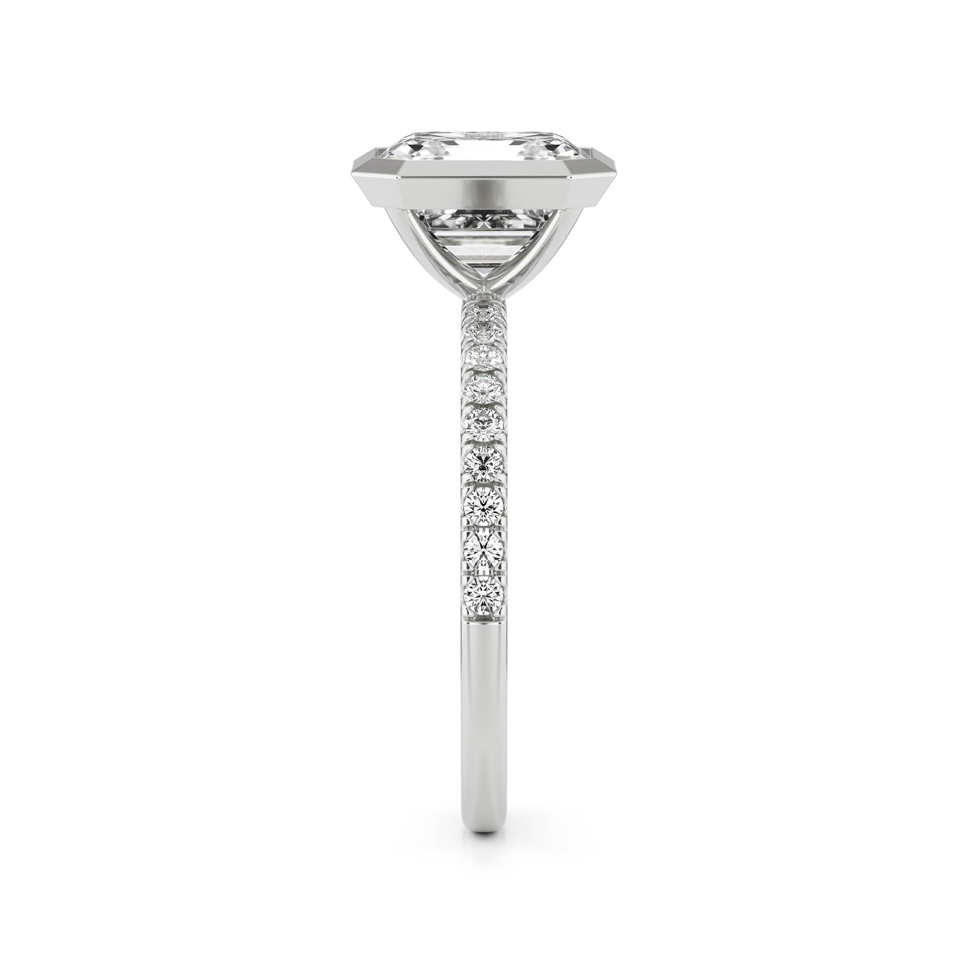 Asscher Moissanite Bezel 14K White Gold