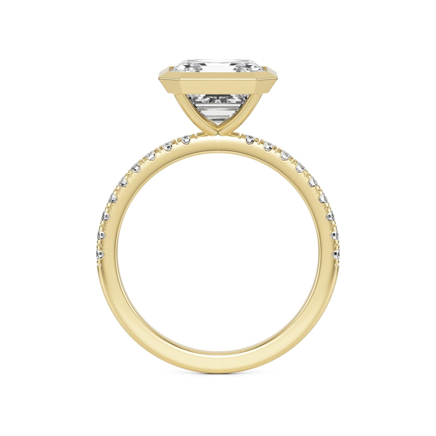 Asscher Moissanite Bezel 14K Yellow Gold