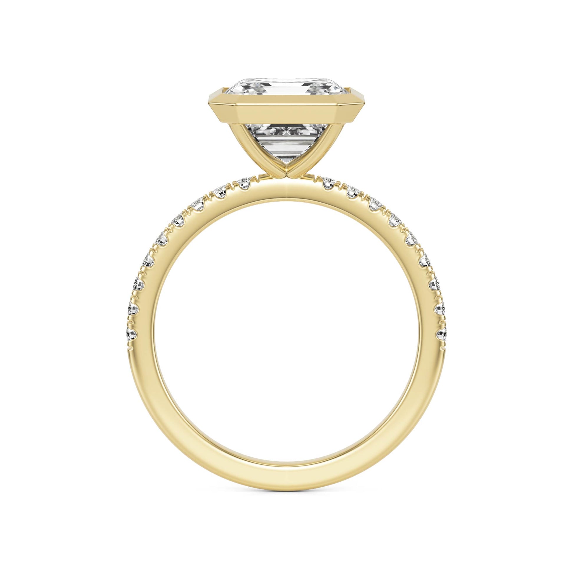 Asscher Moissanite Bezel 14K Yellow Gold