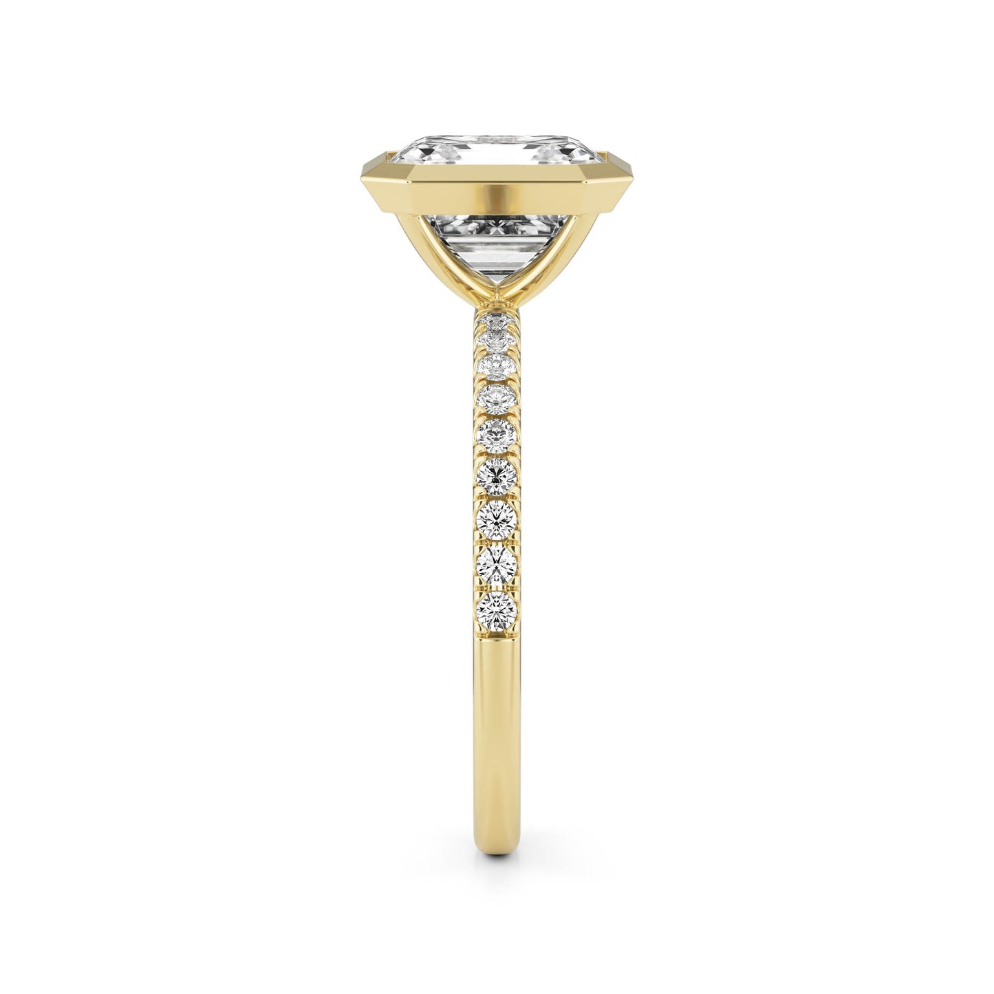 Asscher Moissanite Bezel 14K Yellow Gold