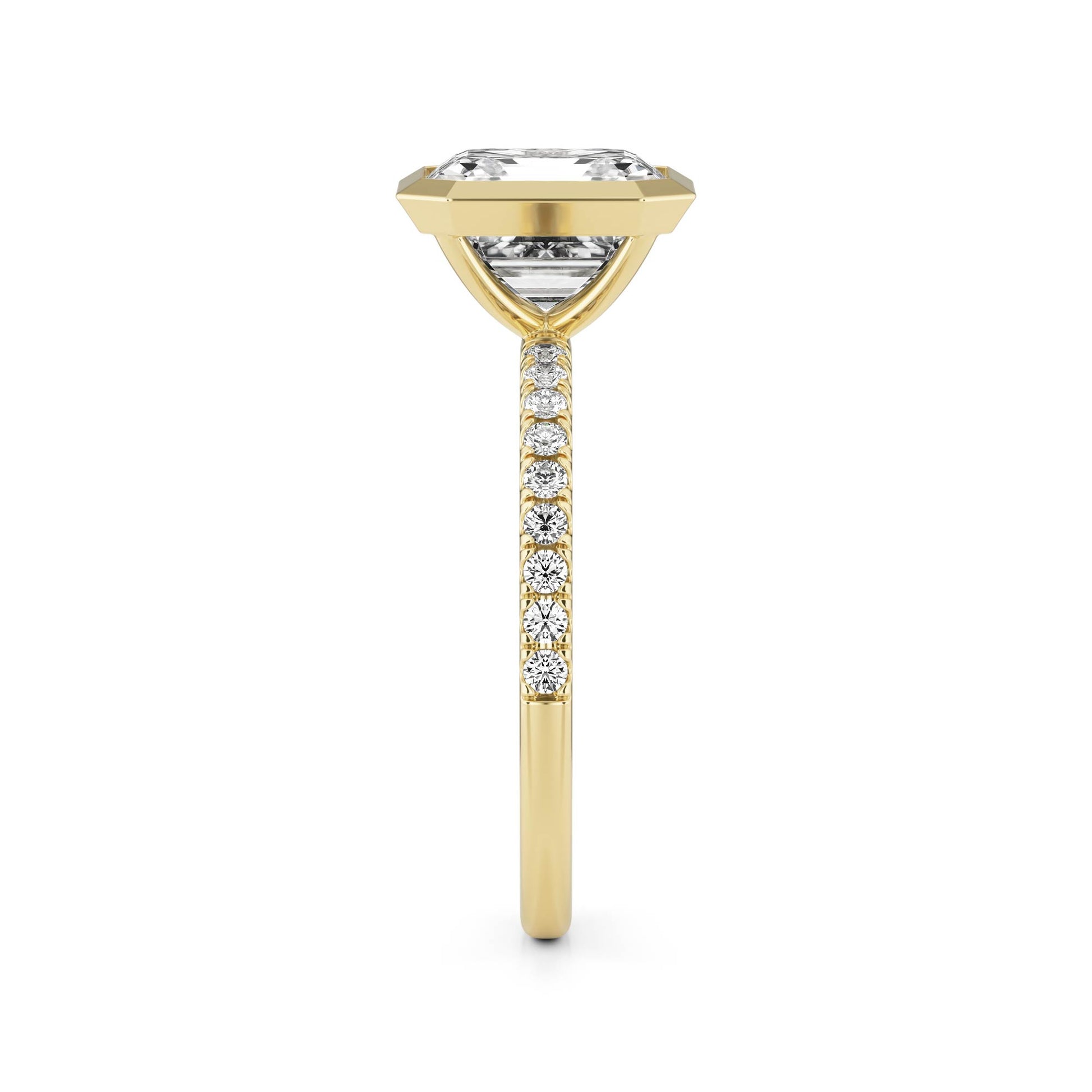 Asscher Moissanite Bezel 14K Yellow Gold
