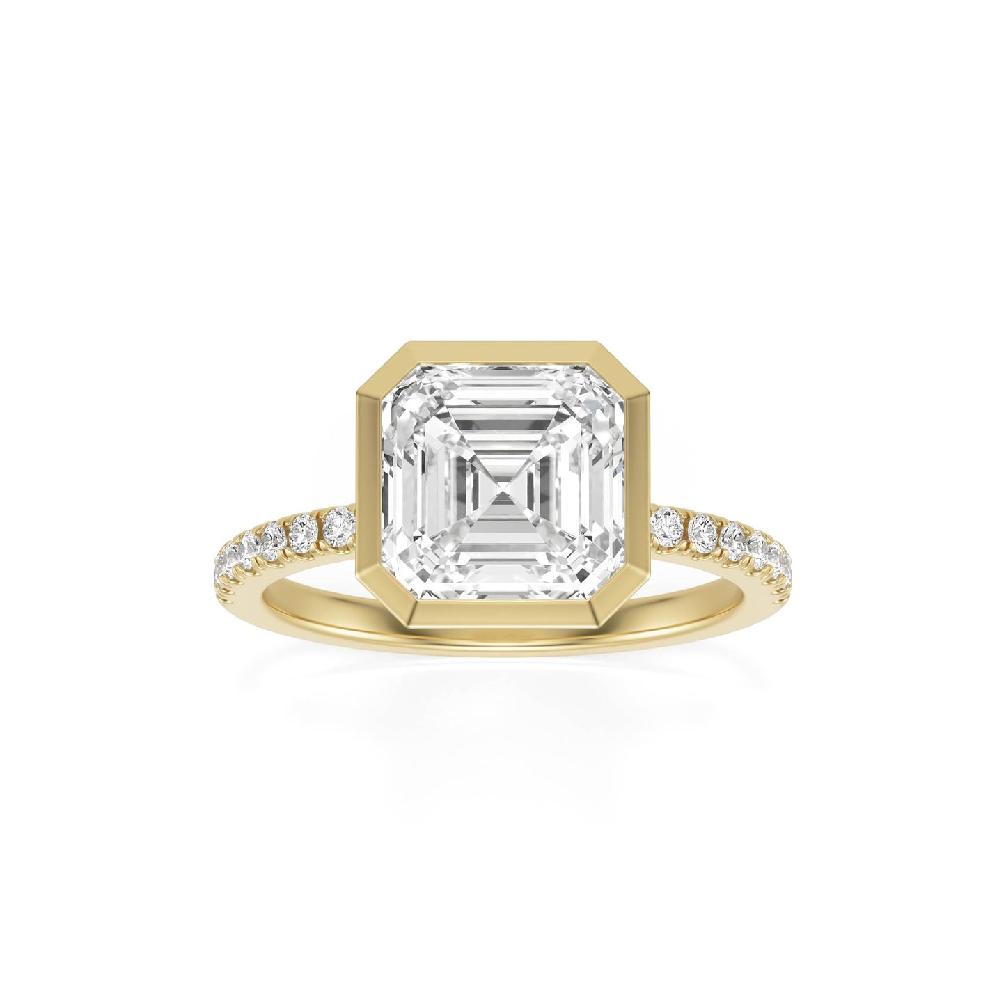 Asscher Moissanite Bezel 14K Yellow Gold