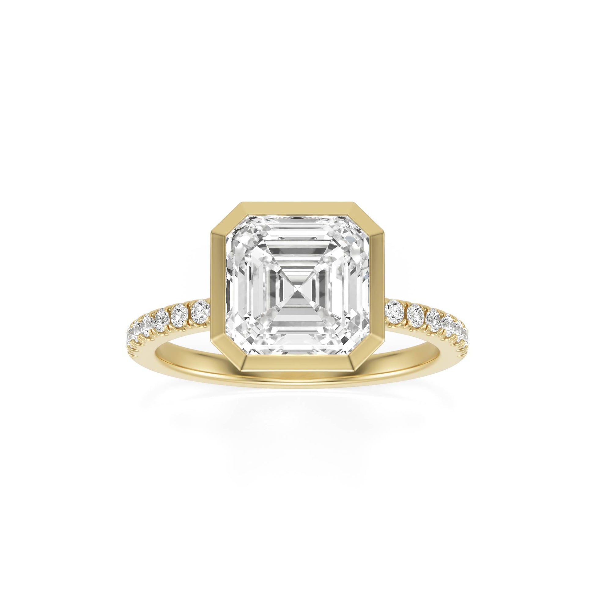 Asscher Moissanite Bezel 14K Yellow Gold