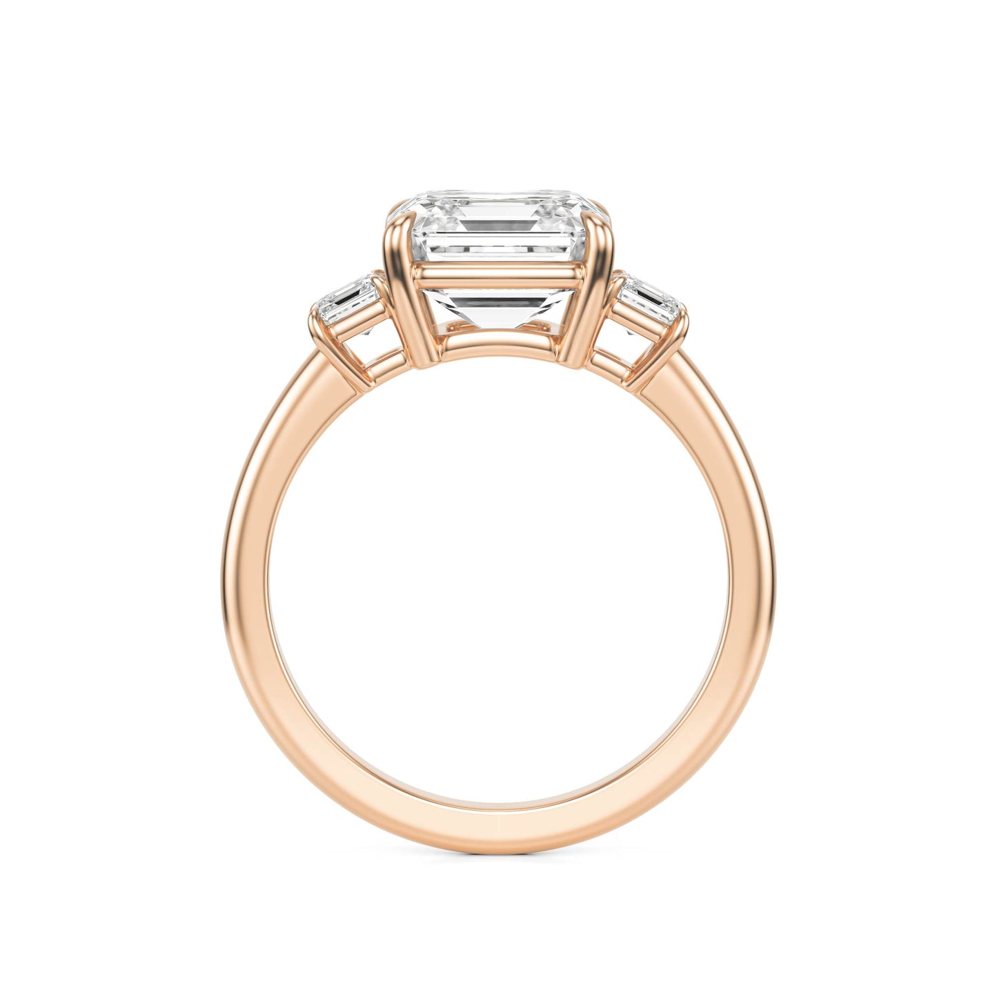 Asscher Three Stone Ring 14k Rose Gold