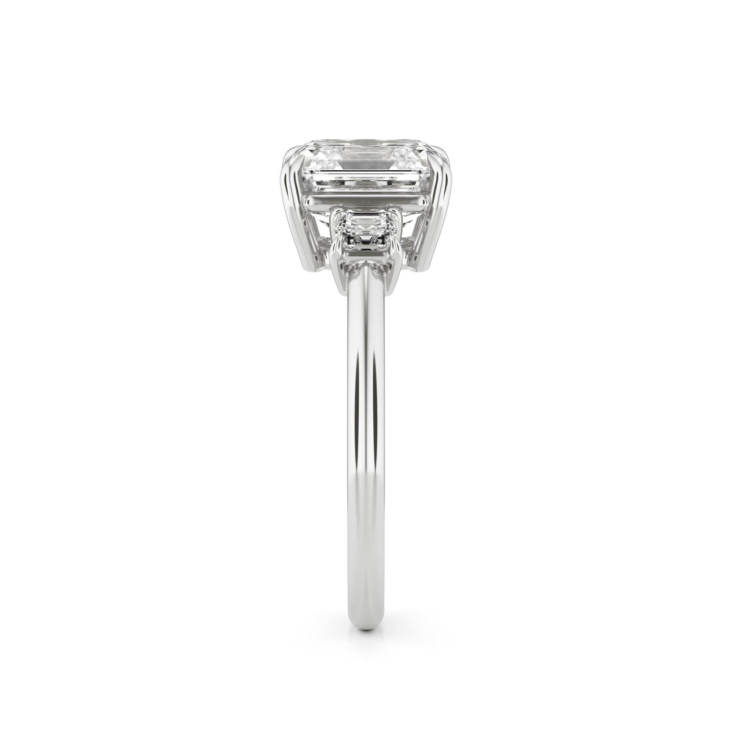 Asscher Three Stone Ring Platinum
