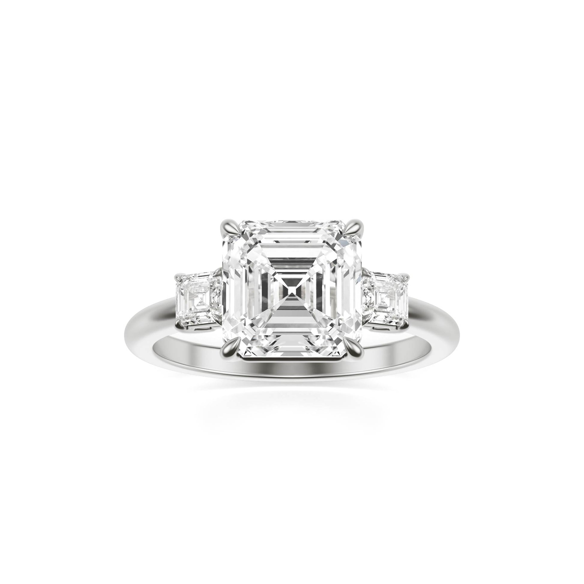 Asscher Three Stone Ring  Platinum