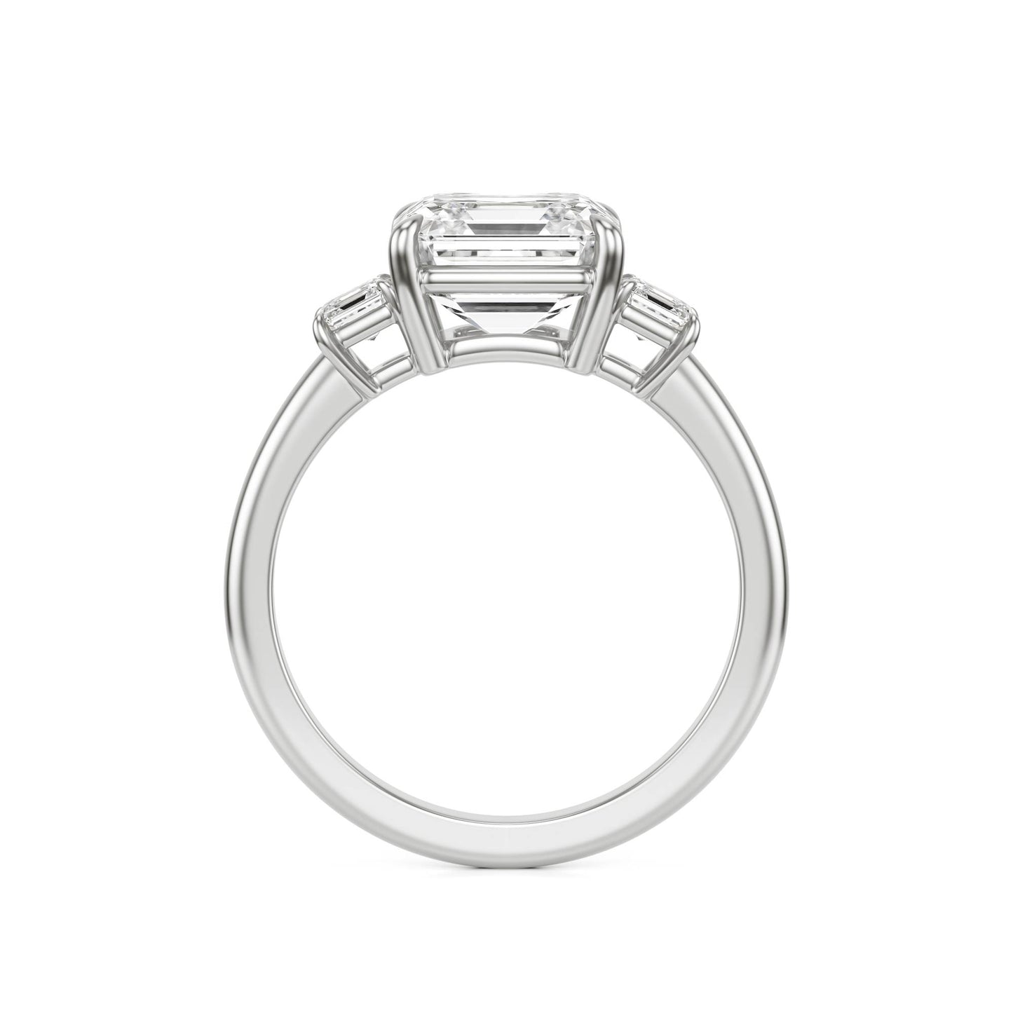 Asscher Three Stone Ring 14k white Gold