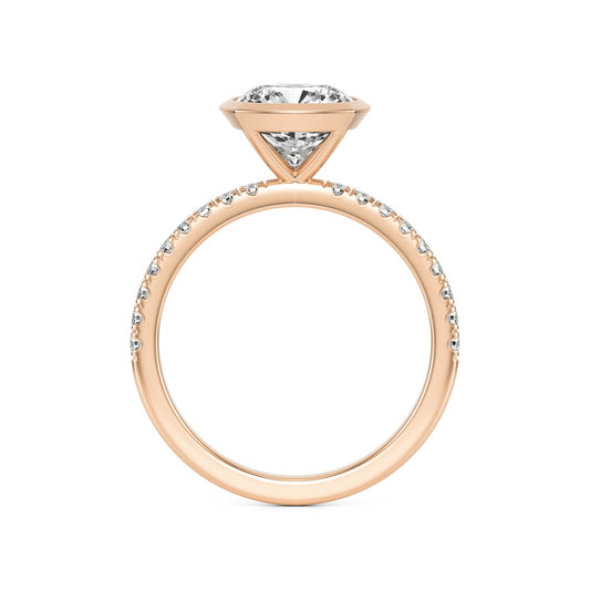 Cushion Diamond Bezel Pave 14K Rose Gold