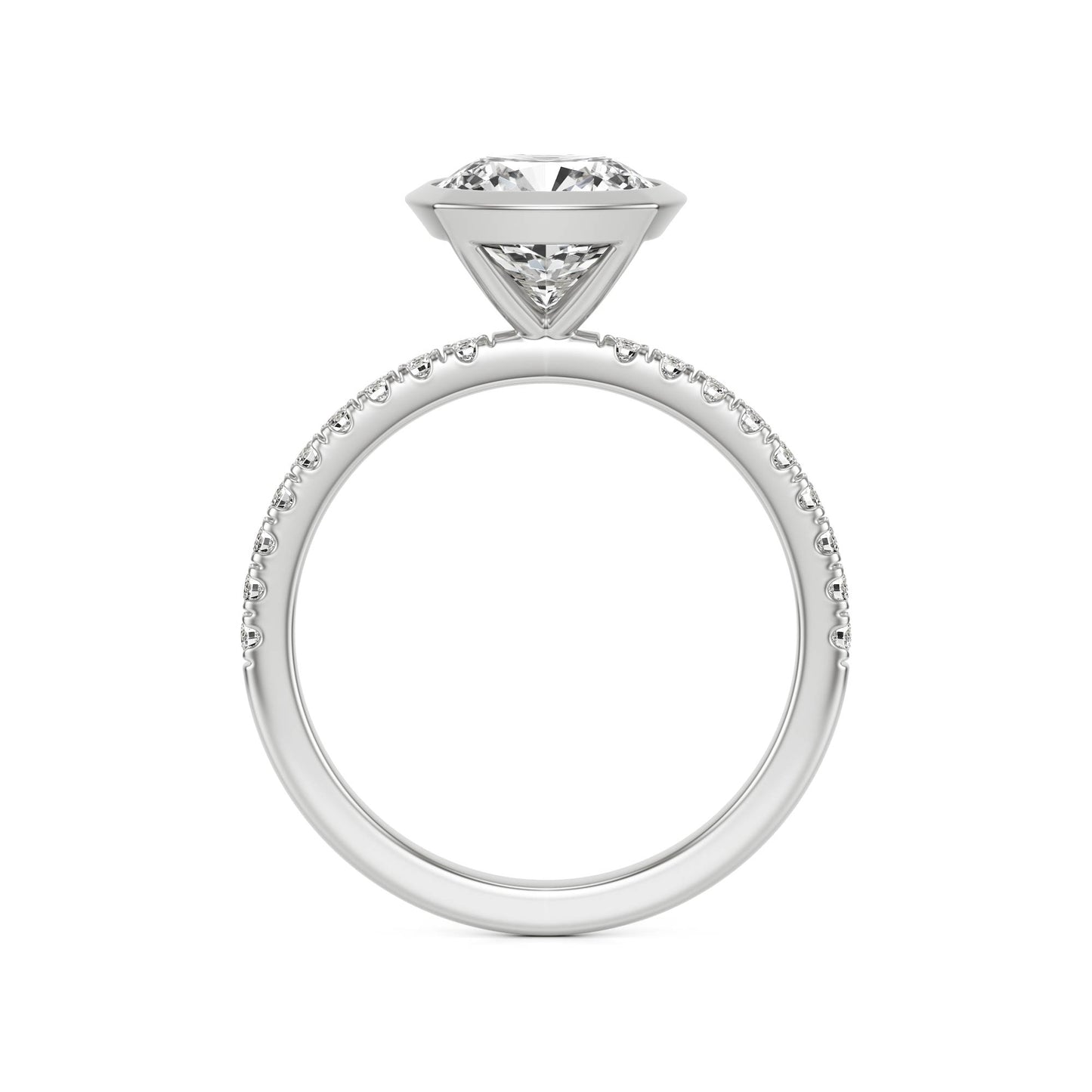 Cushion Moissanite Bezel Pavé Platinum