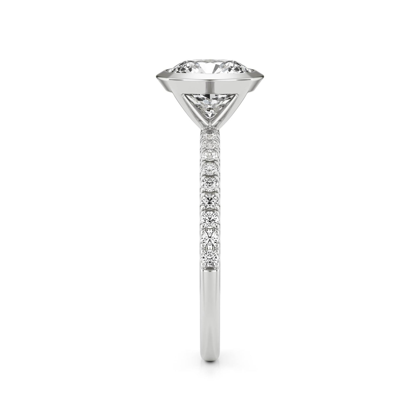 Cushion Moissanite Bezel Pavé Platinum