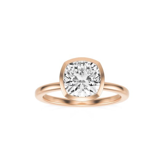 Cushion Bezel Moissanite 14K Rose Gold