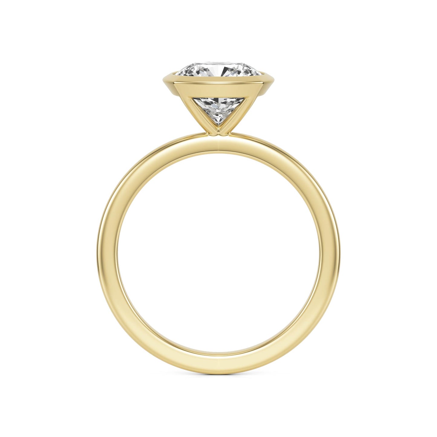 Cushion Bezel Moissanite 14K Yellow Gold