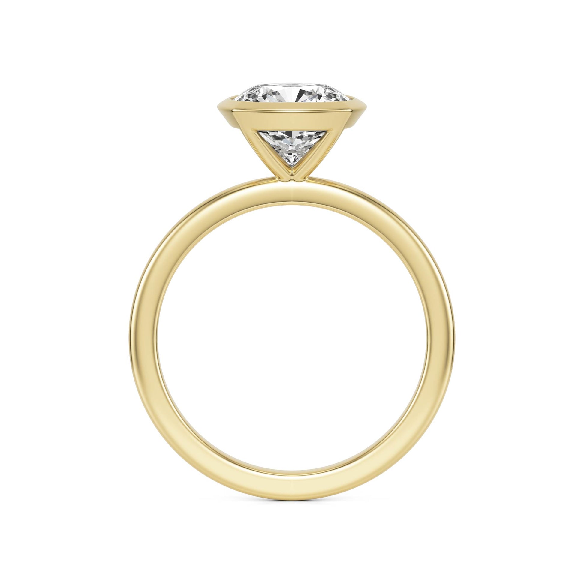 Cushion Bezel Moissanite 14K Yellow Gold