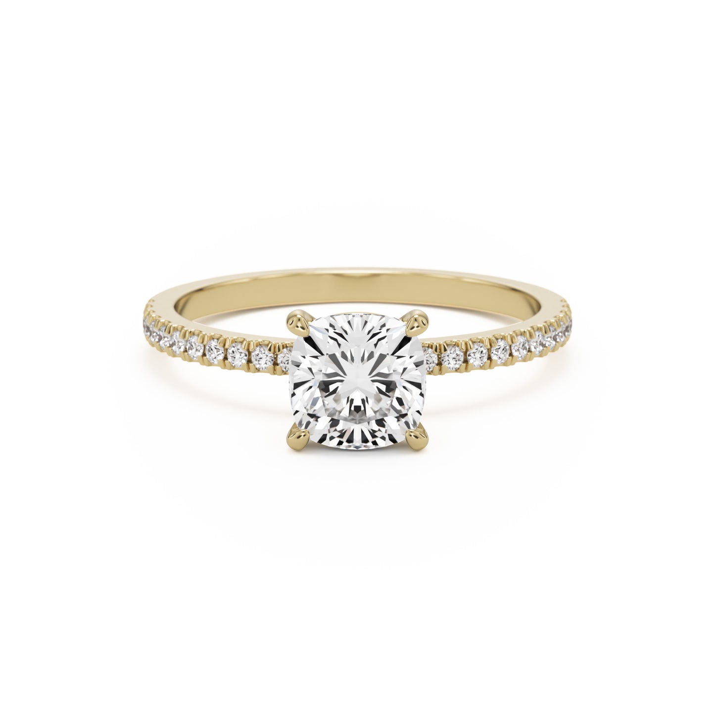 Cushion Pavé 14K Yellow Gold