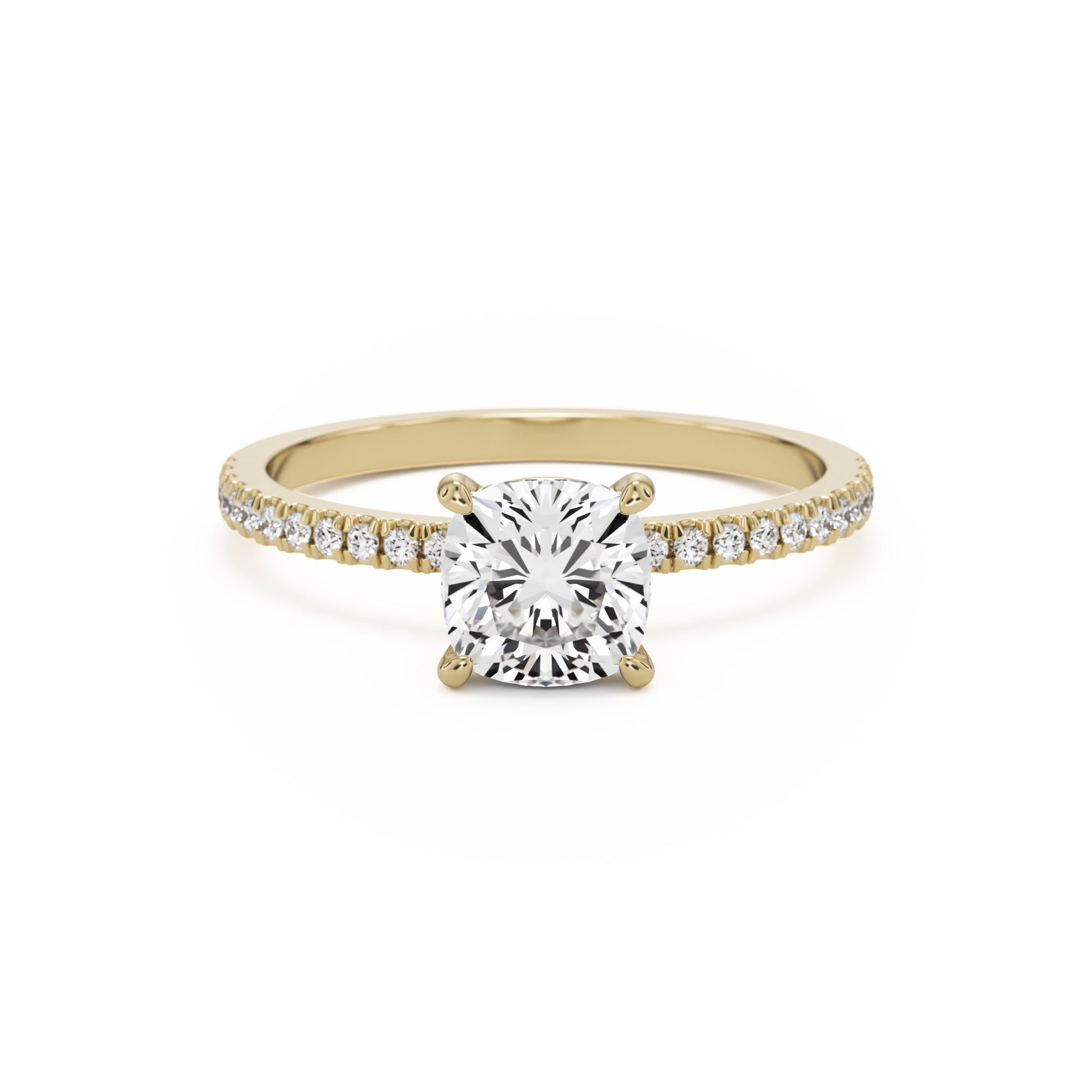 Cushion Pavé 14K Yellow Gold