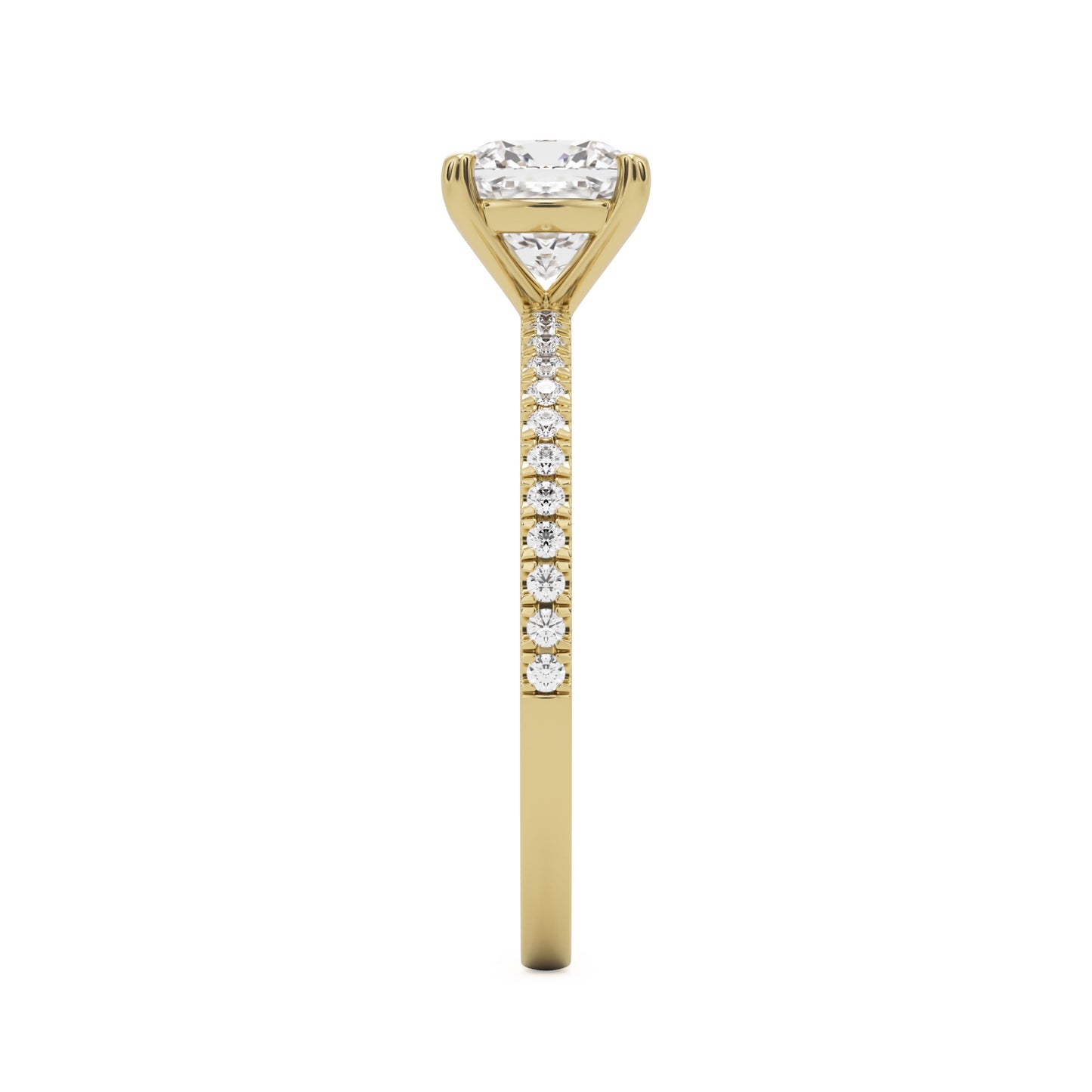 Cushion Pavé 14K Yellow Gold