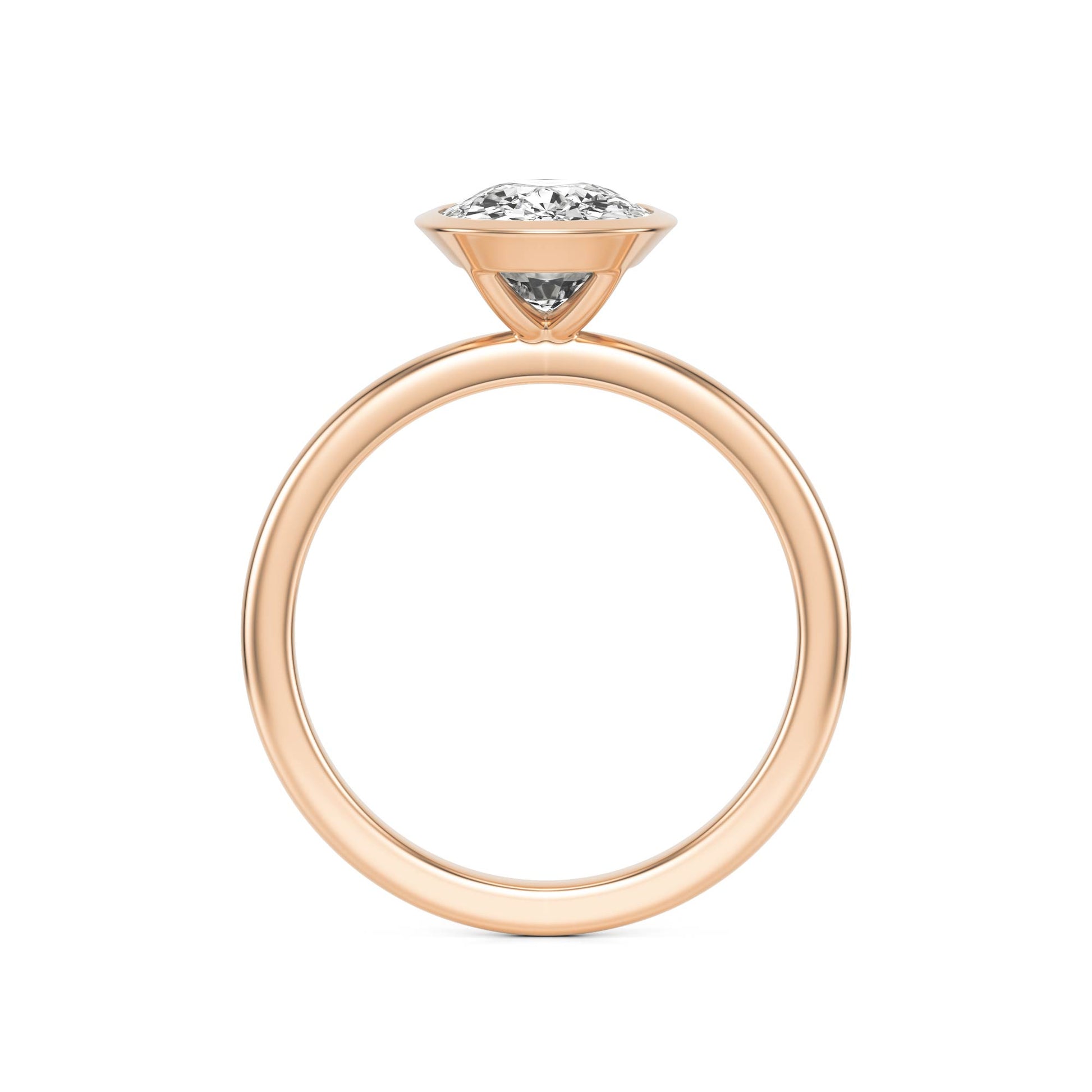 Elongated Cushion Diamond Bezel 14K Rose Gold