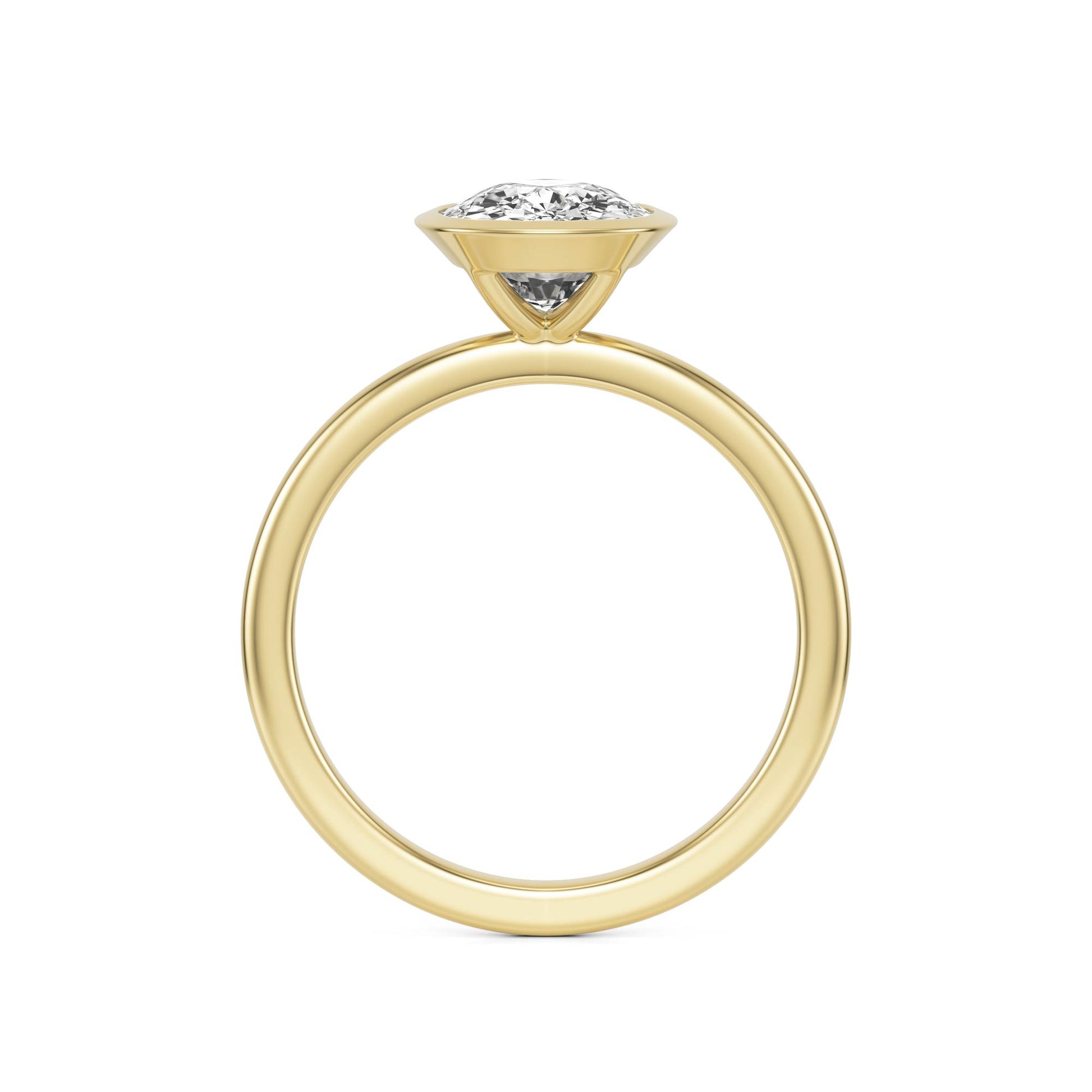 Elongated Cushion Diamond Bezel 14K Yellow Gold