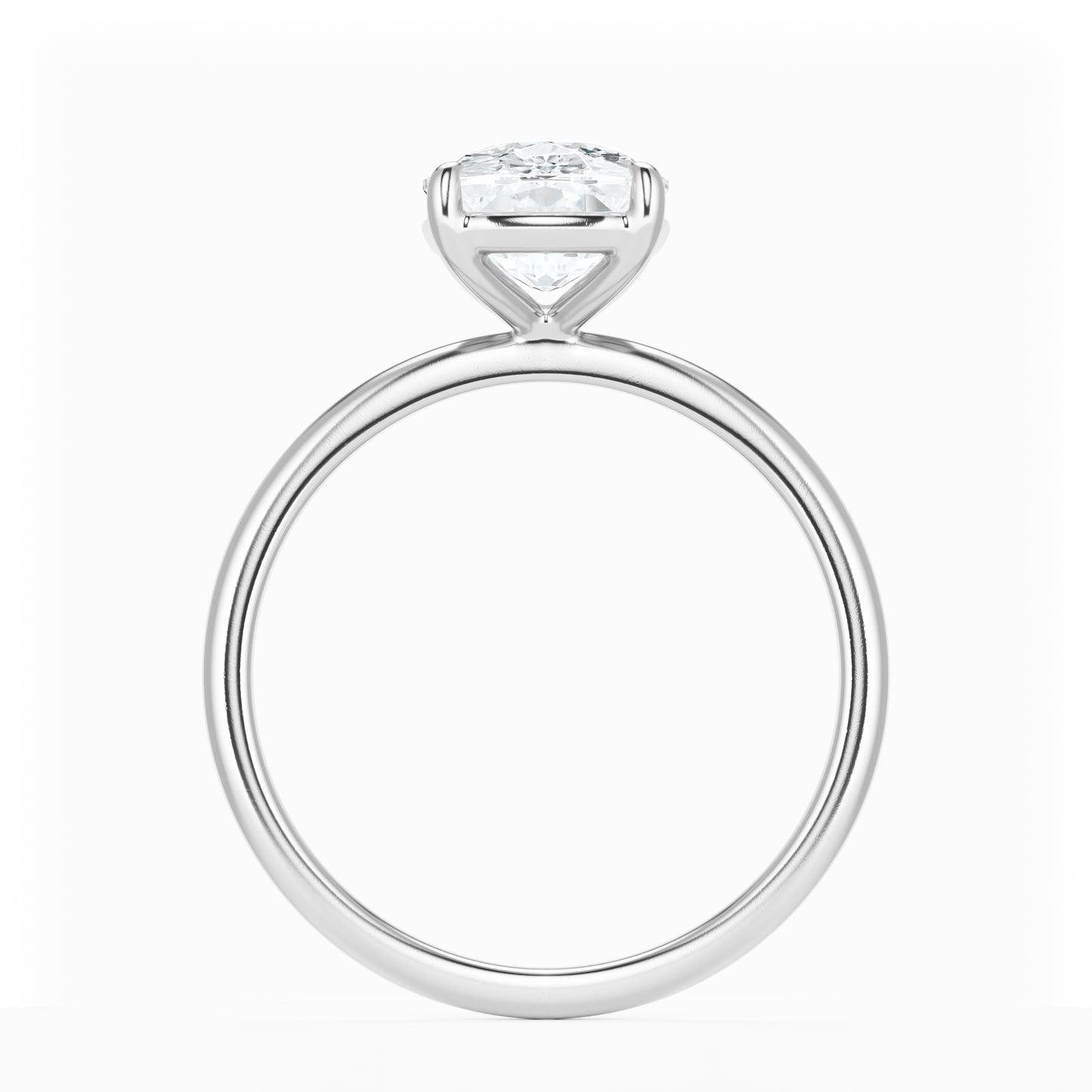 Elongated Cushion Diamond Solitaire 14K White Gold