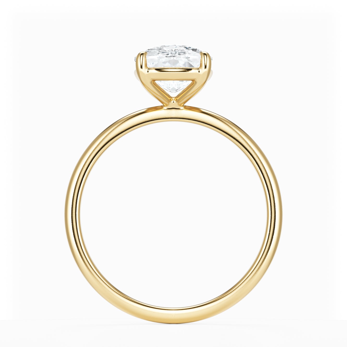 Elongated Cushion Diamond Solitaire 14K Yellow Gold