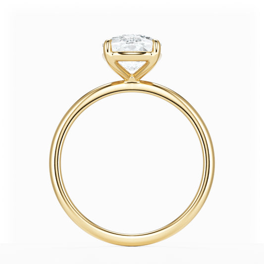 Elongated Cushion Diamond Solitaire 14K Yellow Gold