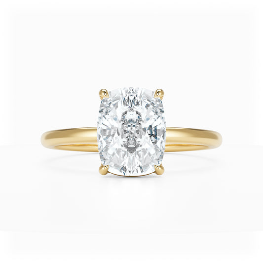 Elongated Cushion Diamond Solitaire 14K Yellow Gold
