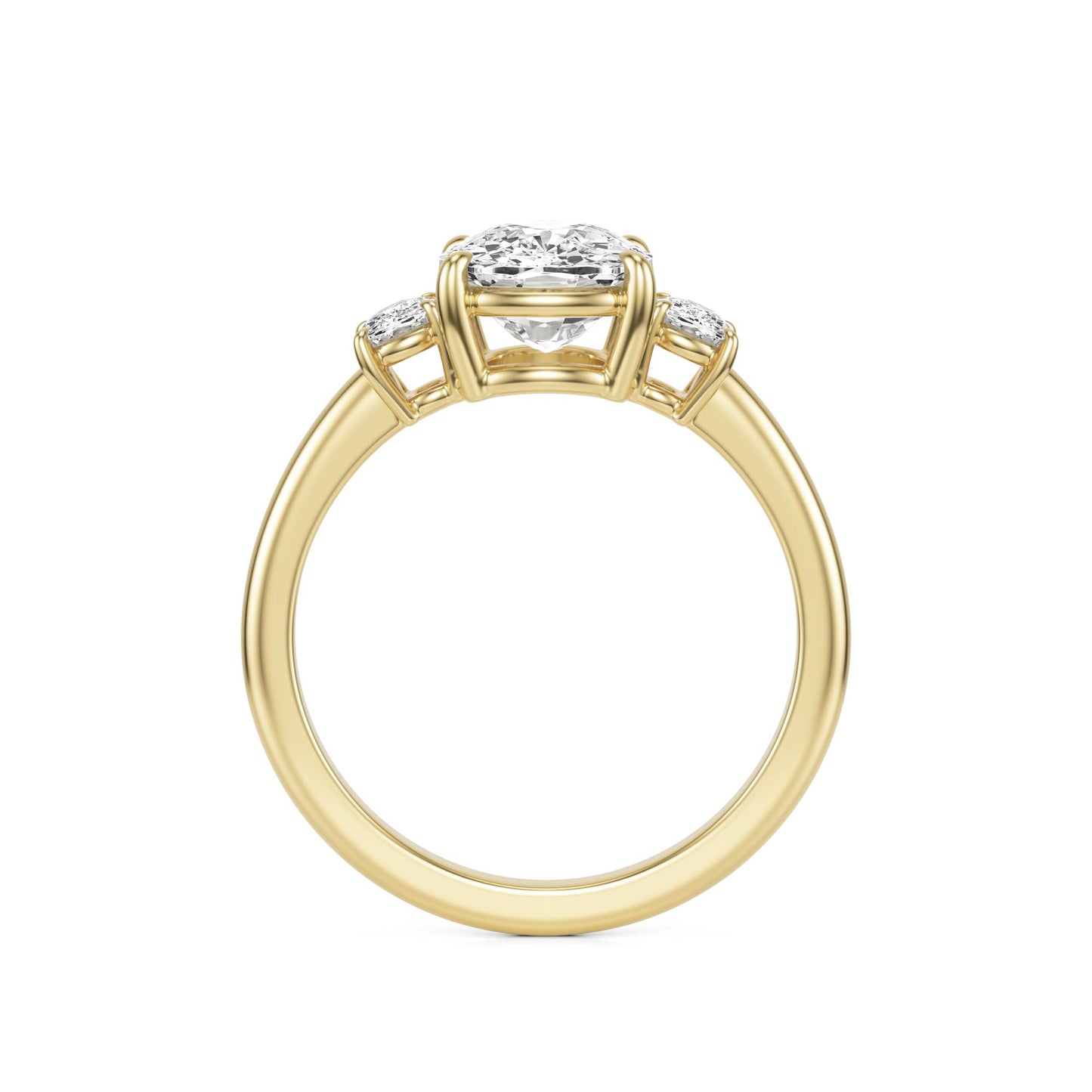 Elongated Cushion Moissanite Trio 14K Yellow Gold