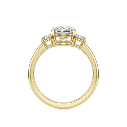 Elongated Cushion Moissanite Trio 14K Yellow Gold