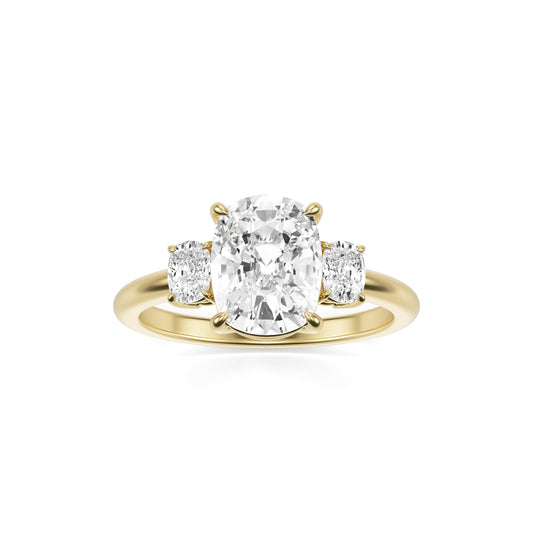 Elongated Cushion Moissanite Trio 14K Yellow Gold