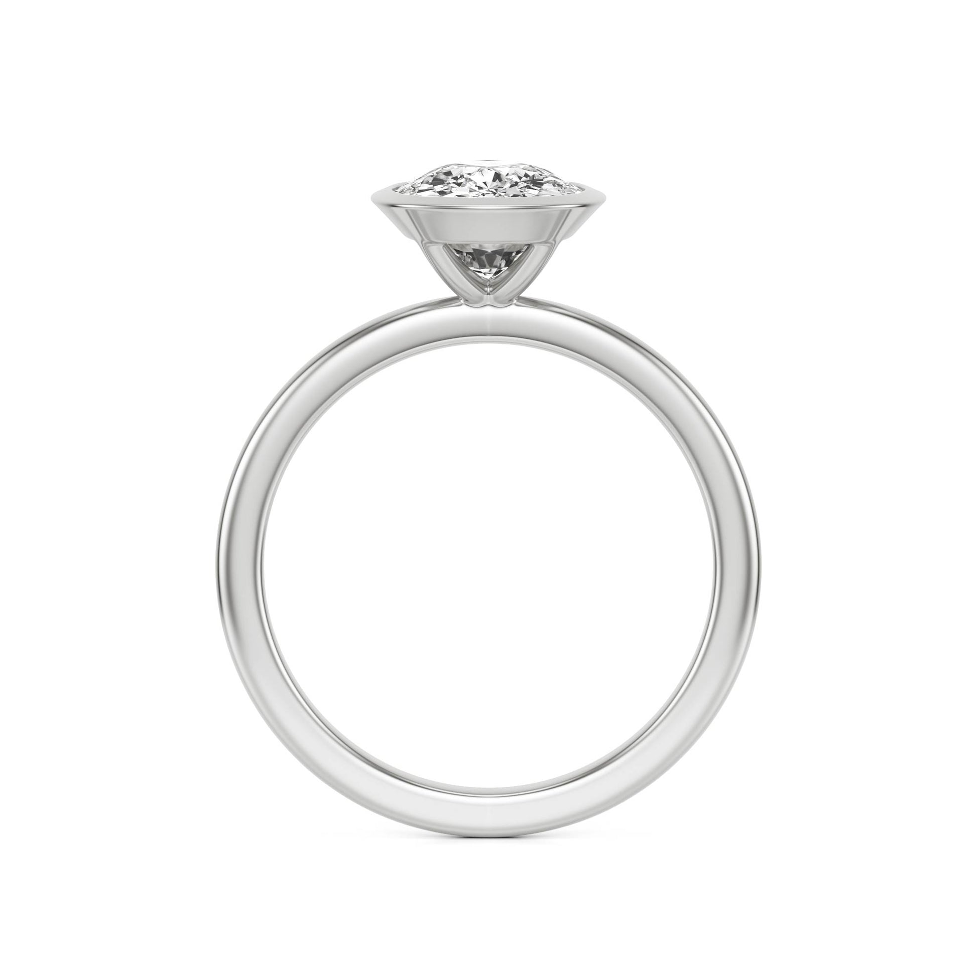 Elongated Cushion Moissanite Bezel Platinum