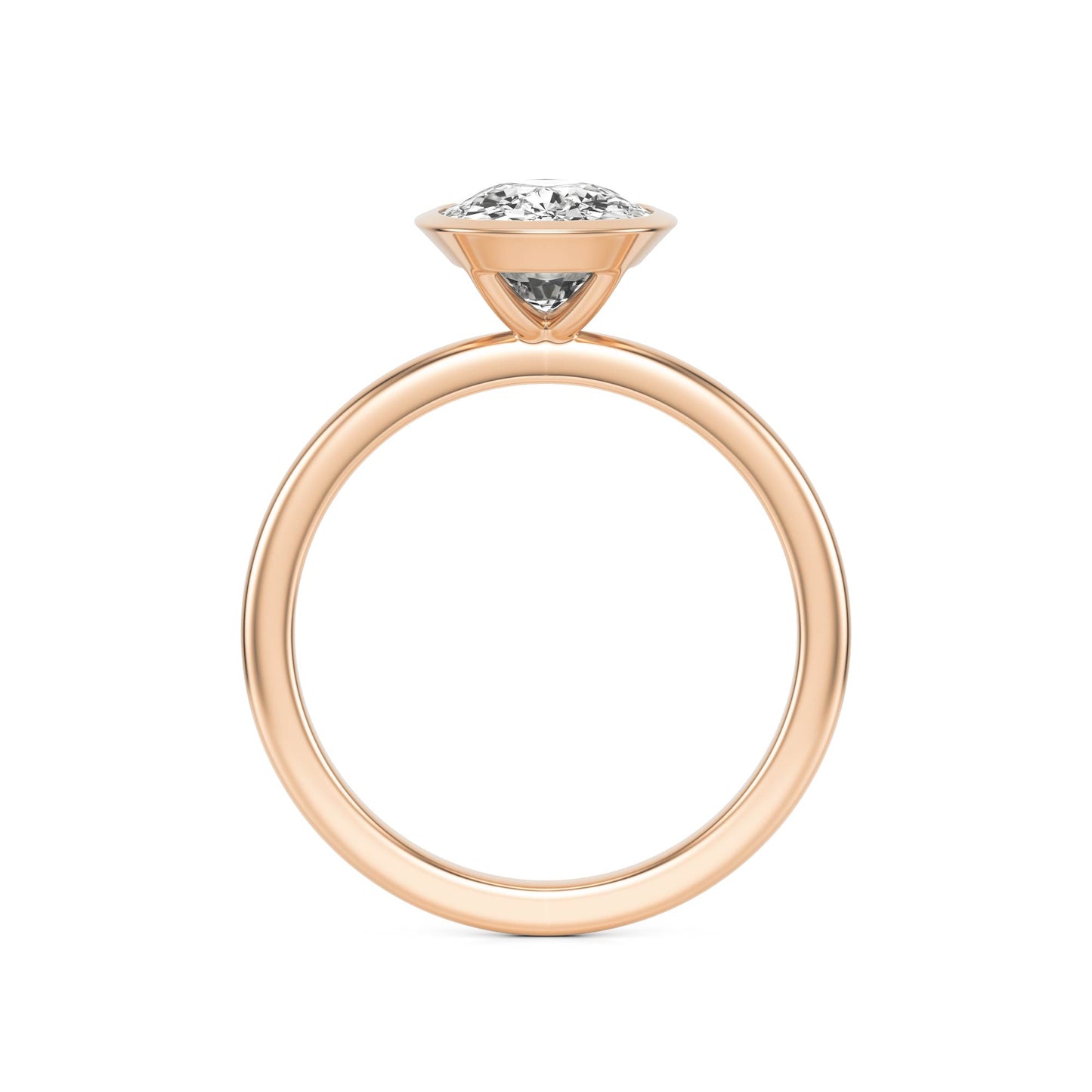 Elongated Cushion Moissanite Bezel 14K Rose Gold