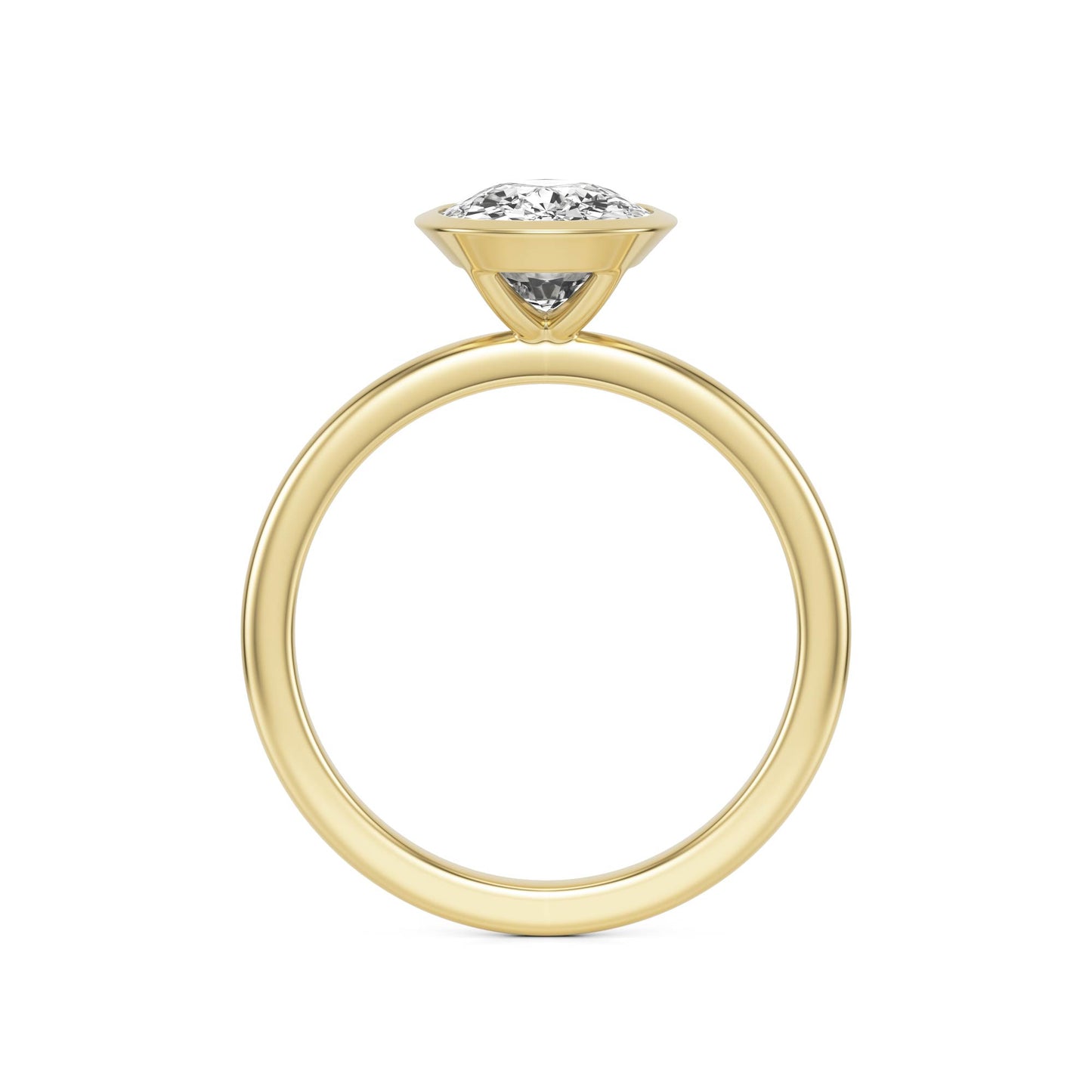 Elongated Cushion Moissanite Bezel 14K Yellow Gold