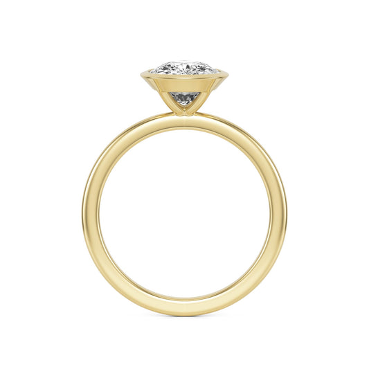 Elongated Cushion Moissanite Bezel 14K Yellow Gold