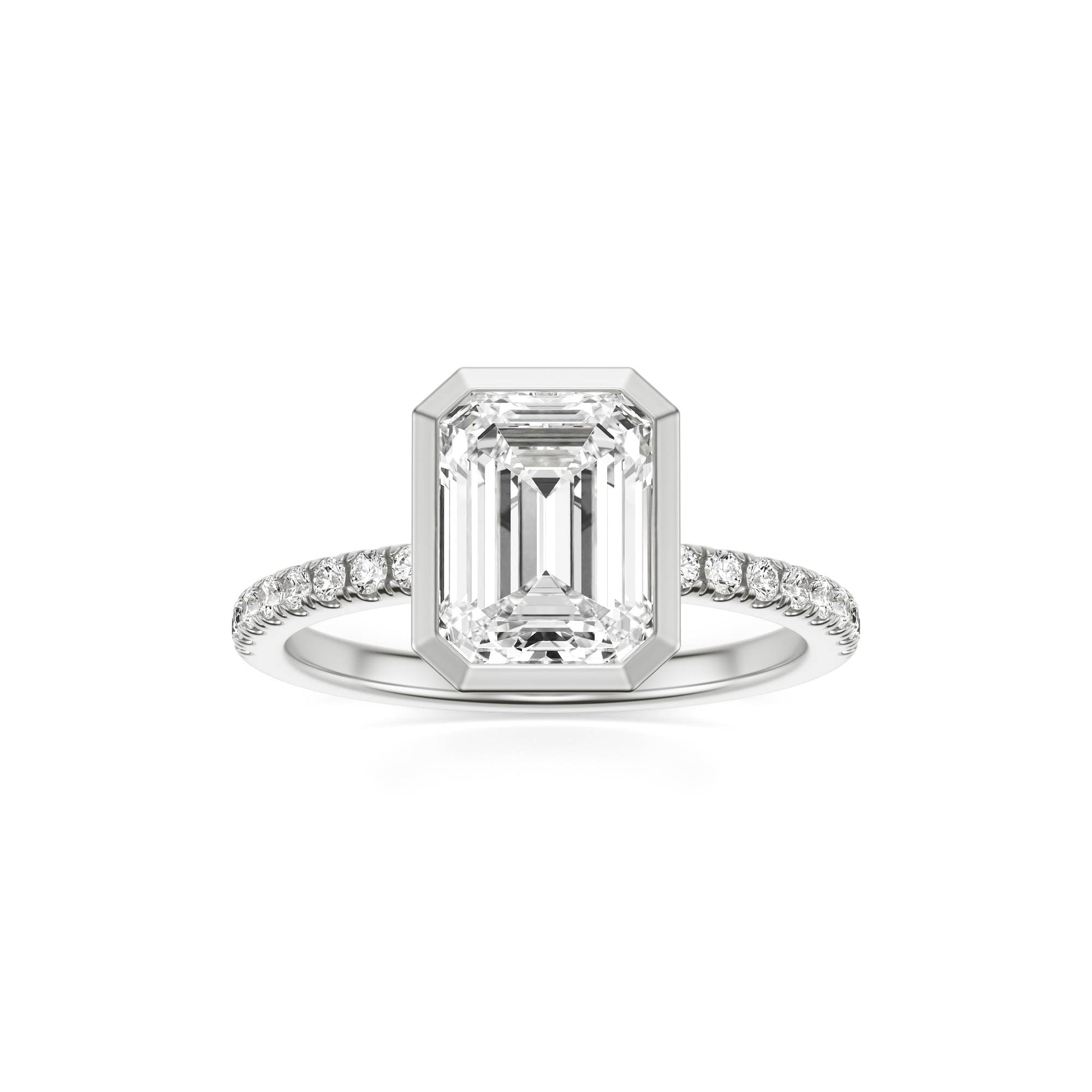 Emerald Diamond Bezel Pave Platinum