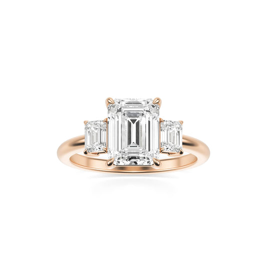 Emerald Diamond Three 14K Rose Gold