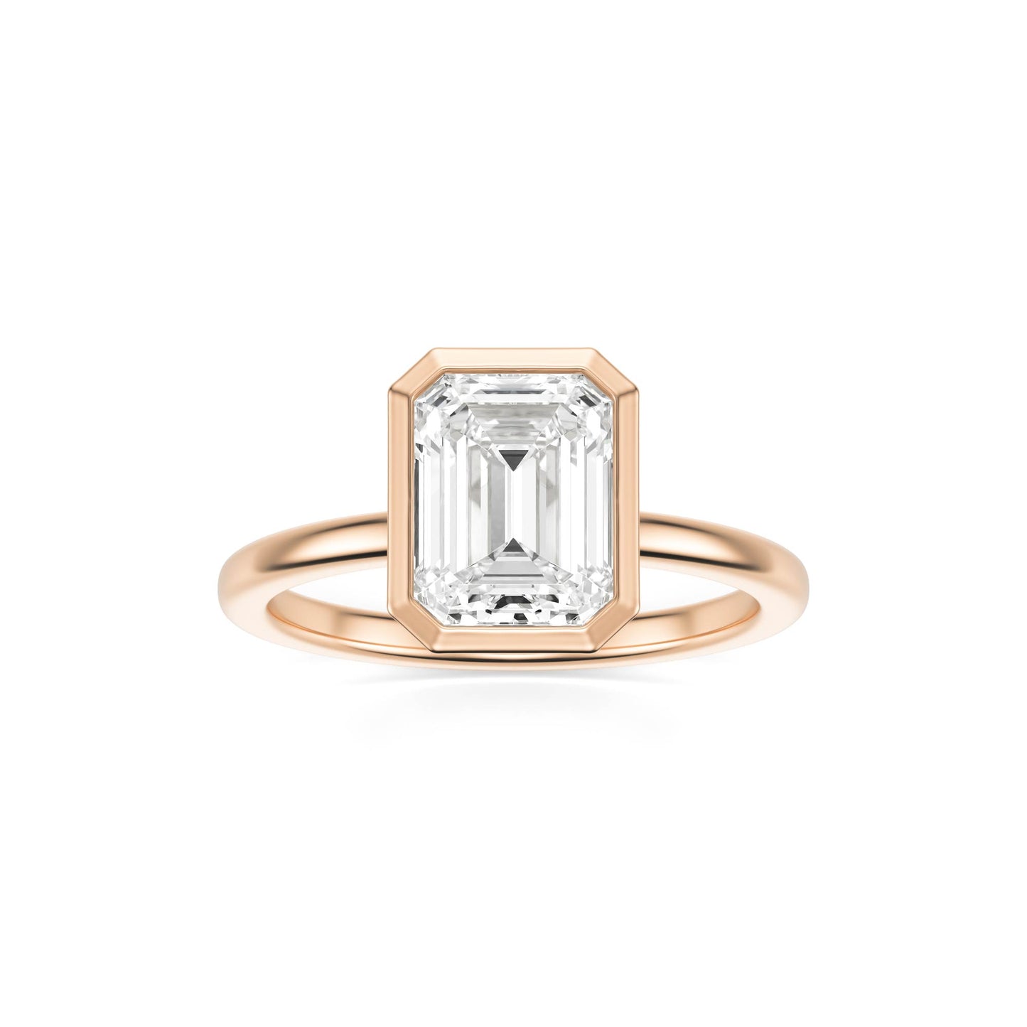 Emerald Moissanite Bezel 14K Rose Gold