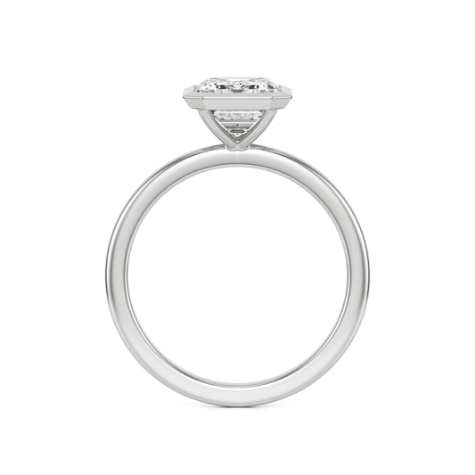 Emerald Moissanite Bezel 14K White Gold