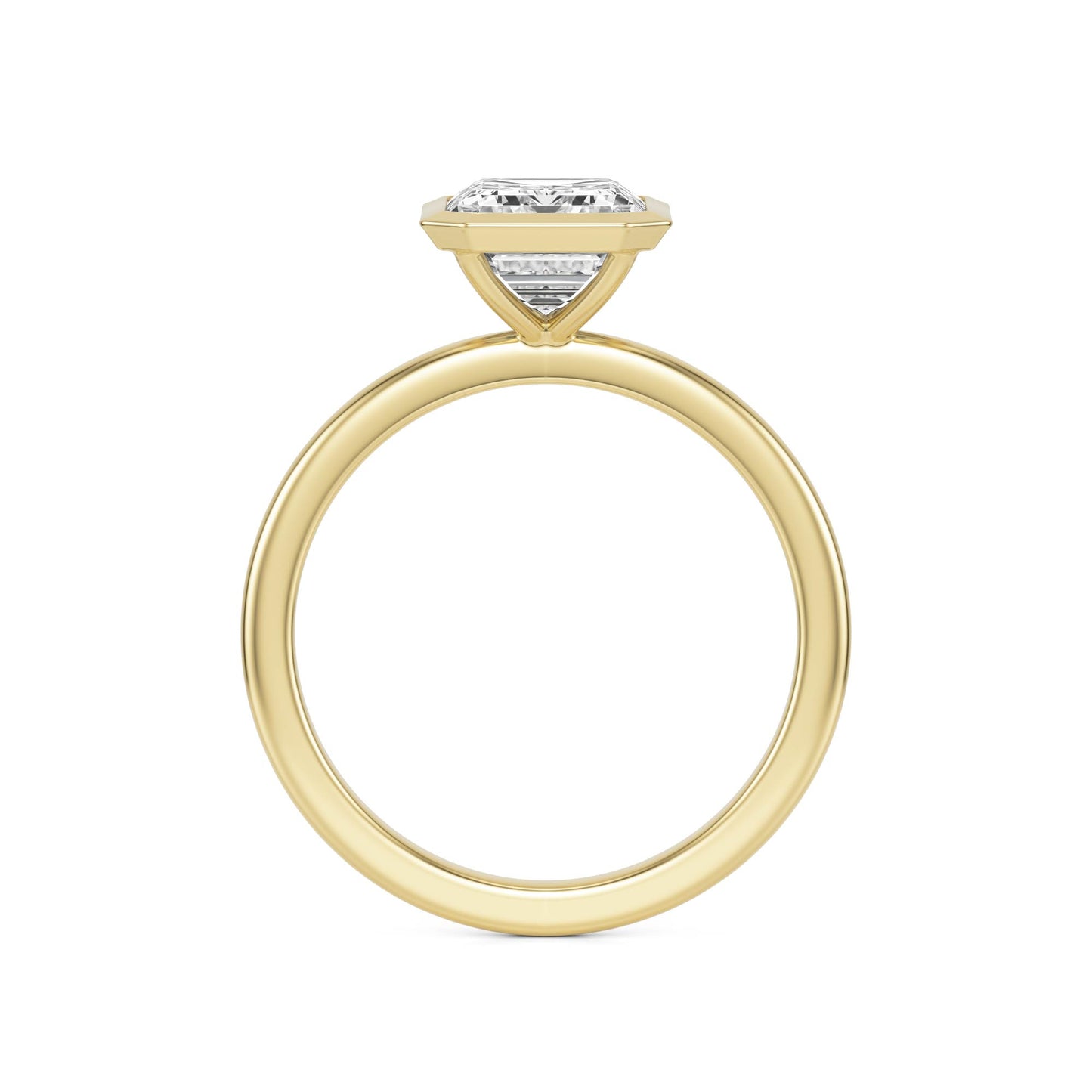 Emerald Moissanite Bezel 14K Yellow Gold