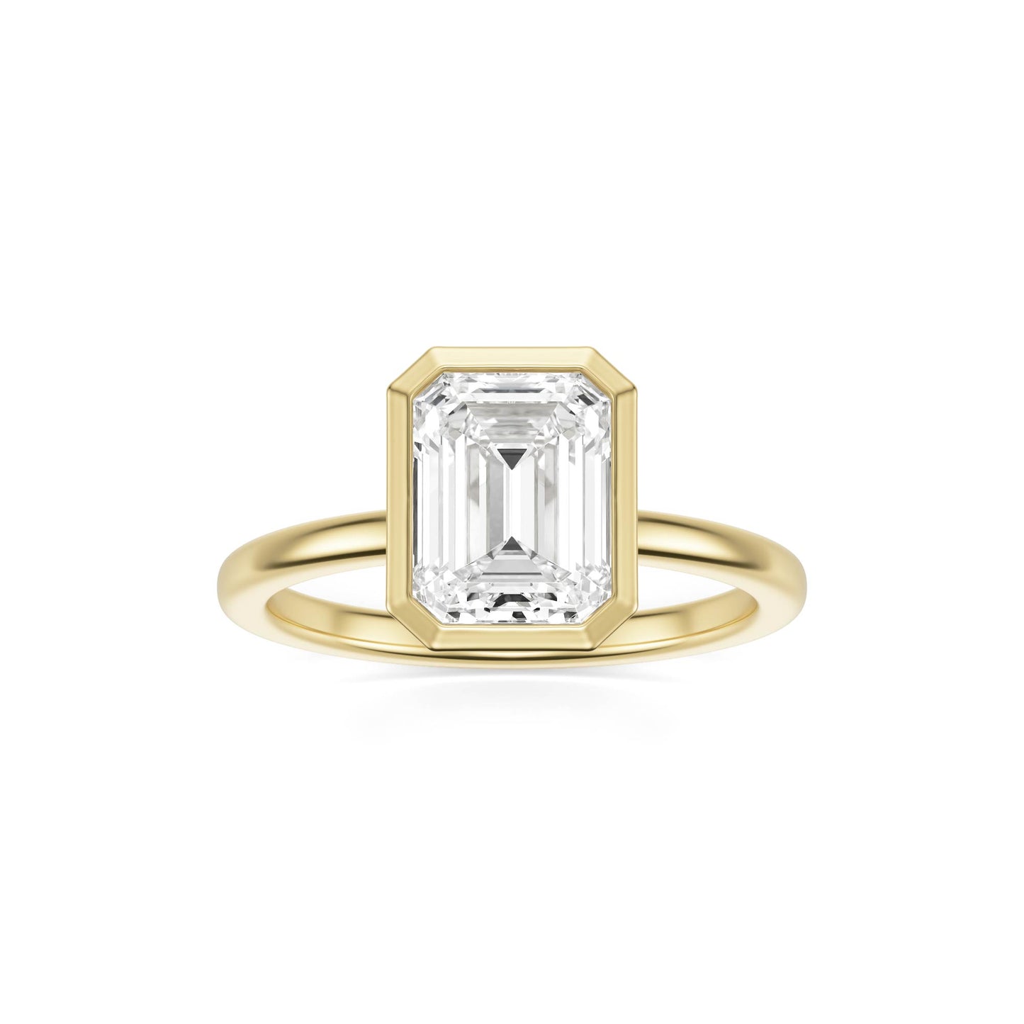 Emerald Moissanite Bezel 14K Yellow Gold