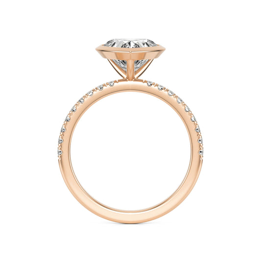 Heart Diamond Bezel Pavé 14K Rose Gold