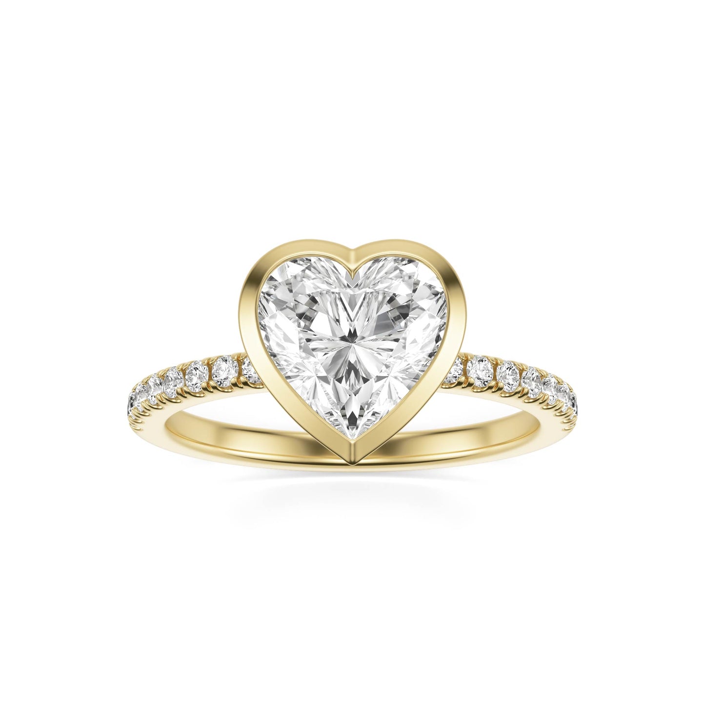 Heart Diamond Bezel Pavé 14K Yellow Gold
