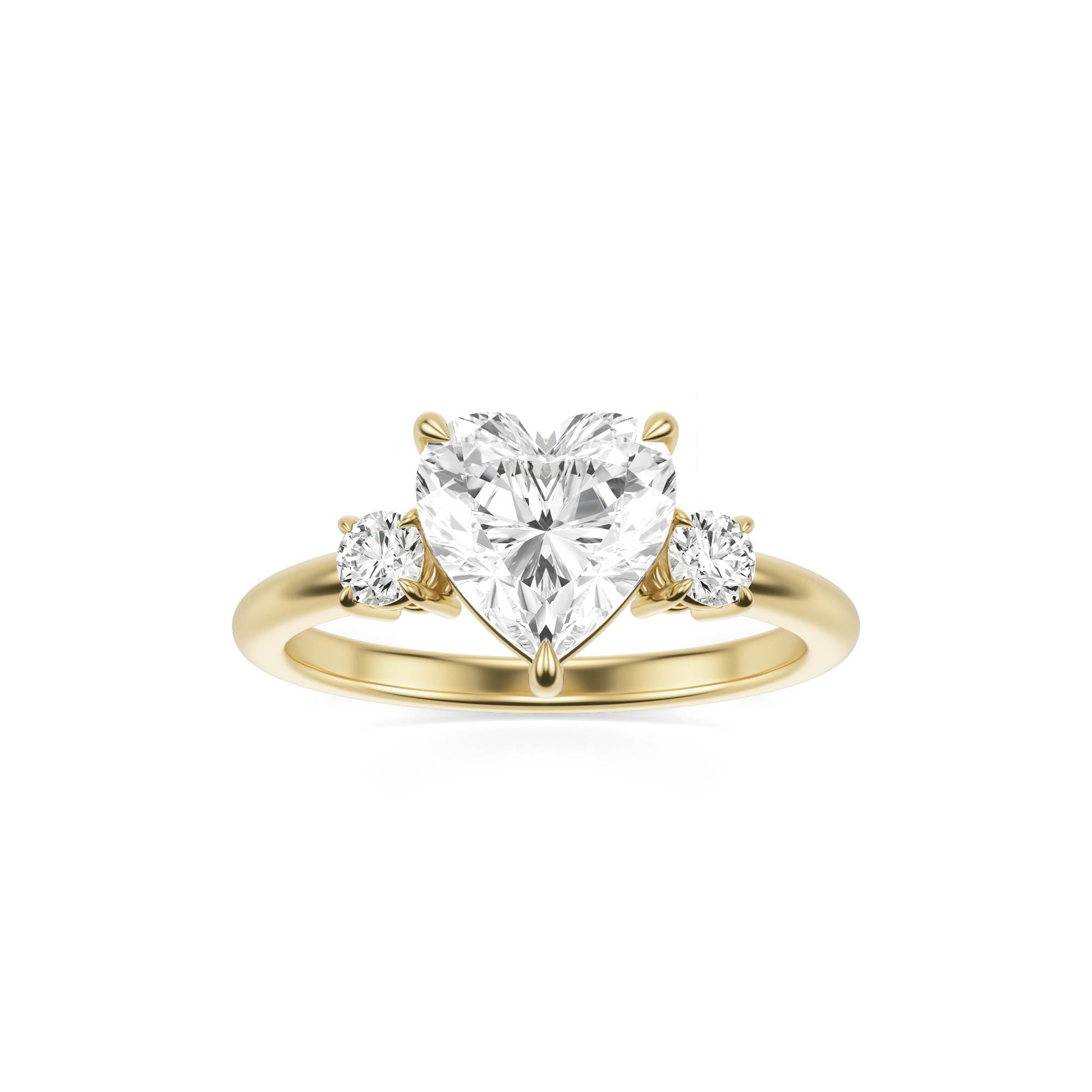 Heart Diamond Trio 14K Yellow Gold