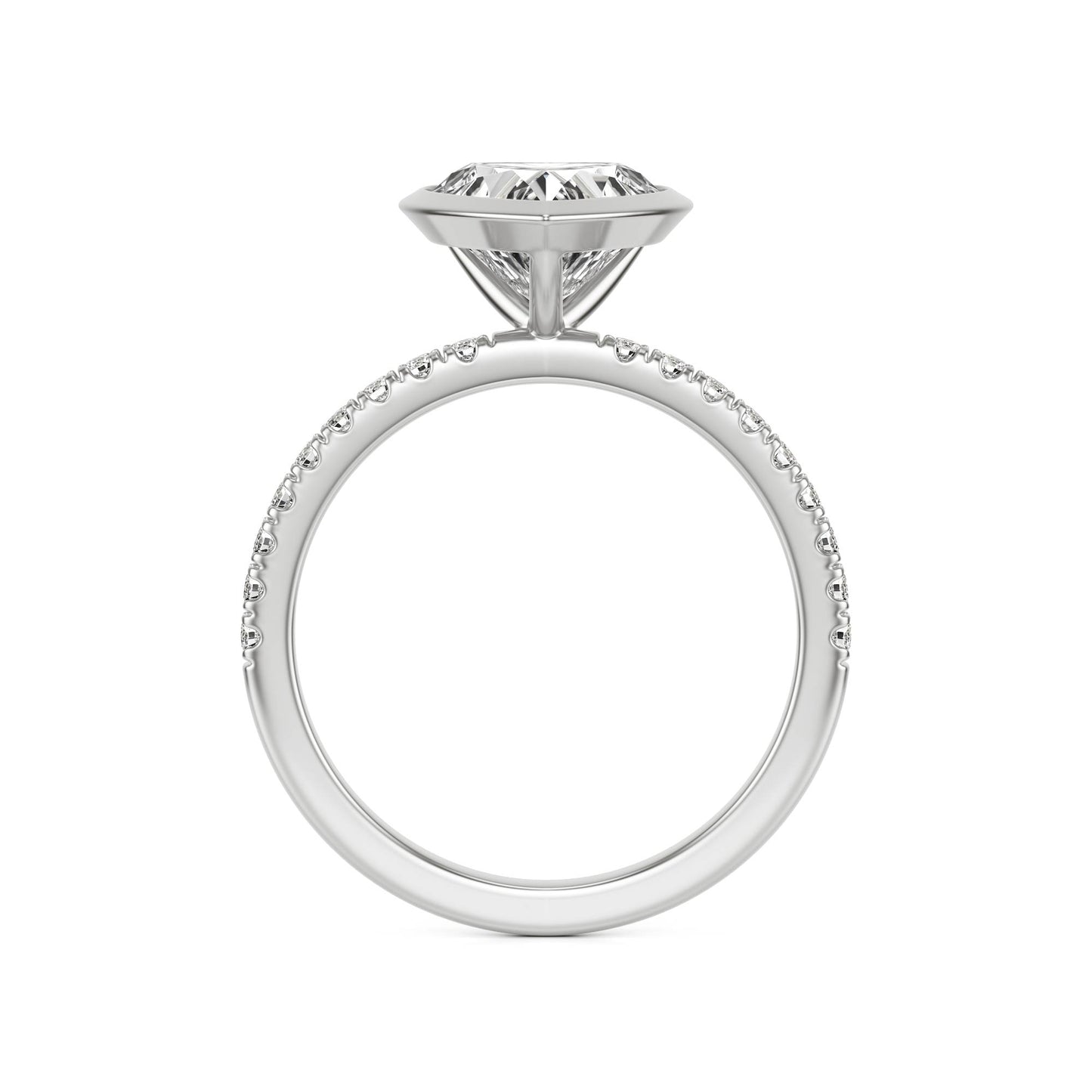 Heart Moissanite Bezel Pavé Platinum