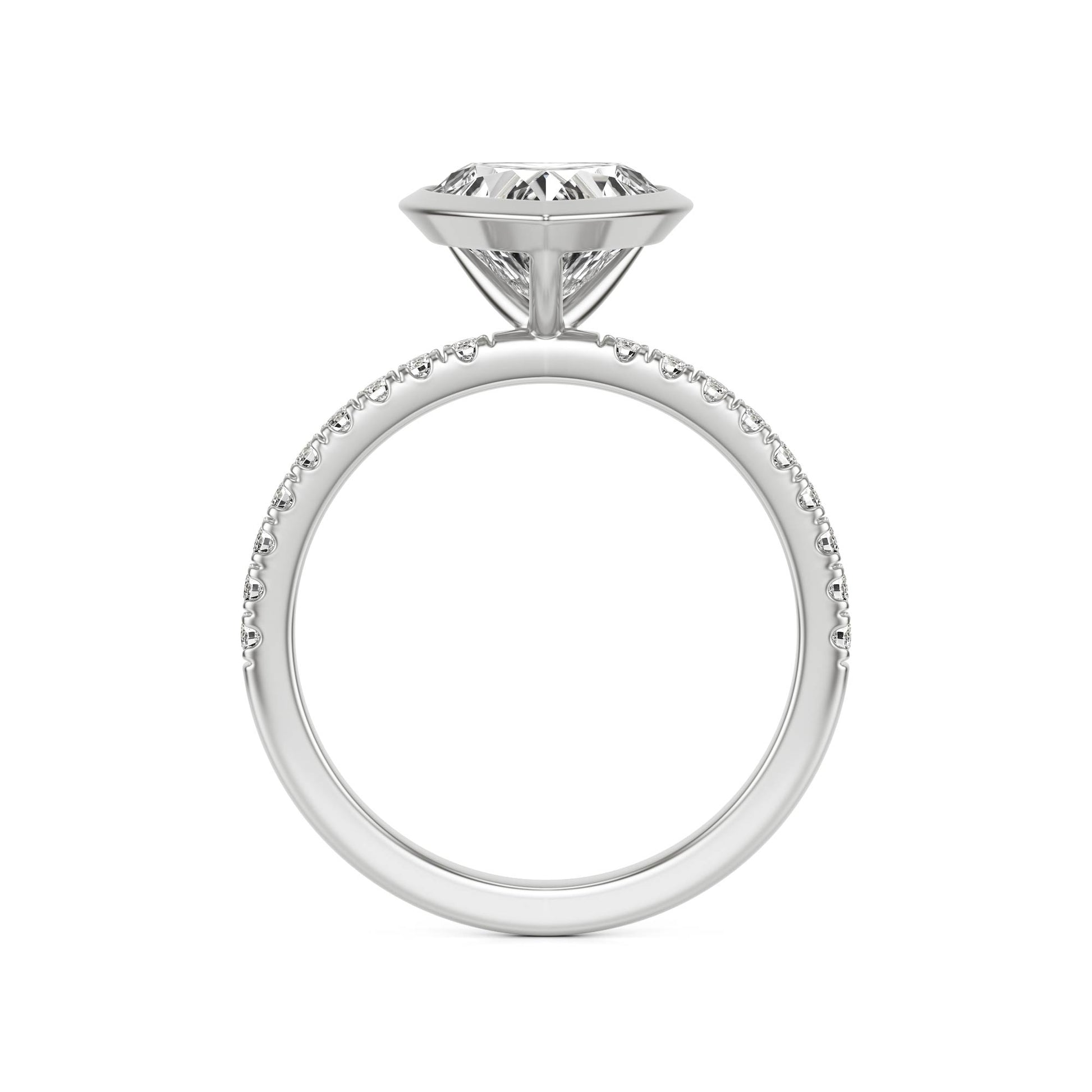 Heart Moissanite Bezel Pavé Platinum