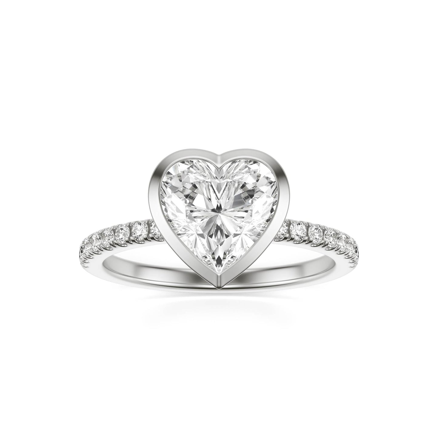Heart Moissanite Bezel Pavé Platinum